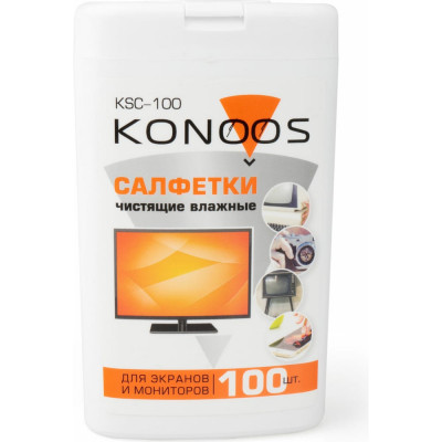 Konoos салфетки для экранов в компактной банке, 100 шт, KSC-100