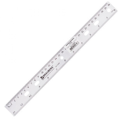 BRAUBERG Линейка пластик 30 см Сrystal , прозрачная, 210284