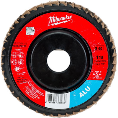 Лепестковый диск Milwaukee SLC50/115G40 ALUMINIUM 4932479089