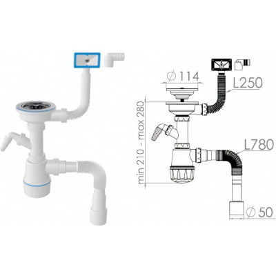 Сифон для кухни AV Engineering AVE129740