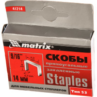 Скоба закаленная (1000 шт; 14 мм; тип 53) для степлеров Matrix 41214