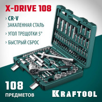 Универсальный набор инструмента KRAFTOOL X-Drive 108, 108 предм., (1/2"+3/8"+1/4") 27888-H108_z03