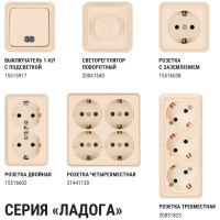 Двухклавишный выключатель TDM ELECTRIC открытой установки с подсветкой, слоновая кость Ладога SQ1801-0008