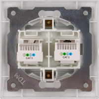 Розетка телефонная двойная RJ11 TDM ELECTRIC серебристый металлик, серия "Лама" SQ1815-0218
