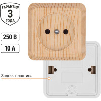 Розетка TDM ELECTRIC 2П открытой установки IP20 10А, сосна серия "Ладога" SQ1801-0049