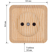 Розетка TDM ELECTRIC 2П открытой установки IP20 10А, сосна серия "Ладога" SQ1801-0049