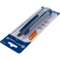 Технический нож, лезвие 9мм, двухкомпонентный корпус, металлическая направляющая, автостоп КОБАЛЬТ 242-144