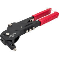 Заклепочник с поворотной головкой на 360 градусов, 4 насадки, 180мм FORCE 67801