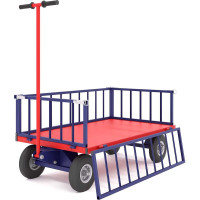 Платформенная усиленная тележка с поворотной осью RUSKLAD ТПОБ 5 Т, 700x1200x300 мм, с пневматическими колёсами ТПОБ 5 Т пневмо
