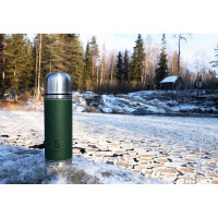 Термос с узким горлом Арктика 0.7 л, кожаная вставка, зеленый 108-700-GN