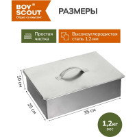 Одноярусная коптильня BOYSCOUT 350х250х100 мм 61492
