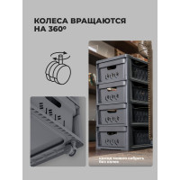 Комод Econova Deluxe на колесах, 4 ящика, 300х385х690 мм серый 43327691170