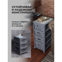 Комод Econova Deluxe на колесах, 4 ящика, 300х385х690 мм серый 43327691170