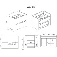 Тумба Аллия 70 под умывальник Астория 70, с 2-мя ящиками Veneciana 57014