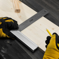 Угольник Denzel нержавеющая сталь, градуировка, алюминиевое основание, 300 мм 32397