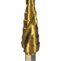Сверло ступенчатое спиральное с кобальтовым покрытием по металлу (4-12 мм; шаг 1 мм; хвост.1/4) ПРАКТИКА 793-756