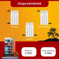 Биметаллический радиатор Tropic 500x80, 4 секции 7601.016
