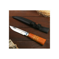 Охотничий нож Мастер К лезвие 14 см, в чехле, деревянная рукоять с пробковой вставкой 1297734