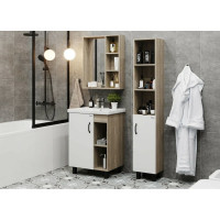 Тумба с раковиной Onika ТИМБЕР 80 напольная, белая мат./дуб сонома, правая 108045