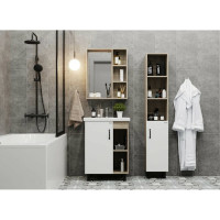 Тумба с раковиной Onika ТИМБЕР 80 напольная, белая мат./дуб сонома, правая 108045