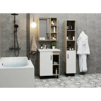 Тумба с раковиной Onika ТИМБЕР 80 напольная, белая мат./дуб сонома, правая 108045