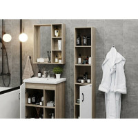 Тумба с раковиной Onika ТИМБЕР 80 напольная, белая мат./дуб сонома, правая 108045