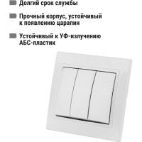 Трехклавишный выключатель TDM ELECTRIC белый Таймыр SQ1814-0003