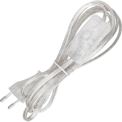 Шнур с выключателем и плоской вилкой TDM ELECTRIC ШУ01В ШВВП 2x0,75мм2 2м. прозрачный SQ1305-0004