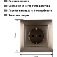 Розетка с защитной шторкой с заземлением 16А 250В бронза серия "Лама" TDM ELECTRIC SQ1815-0711