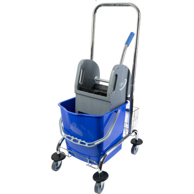 Одноведерная металлическая тележка NV с отжимом, 23 л, с корзинкой под химию NV-11123