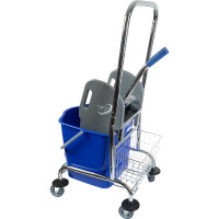 Одноведерная металлическая тележка NV с отжимом, 23 л, с корзинкой под химию NV-11123
