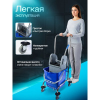 Одноведерная металлическая тележка NV с отжимом, 23 л, с корзинкой под химию NV-11123