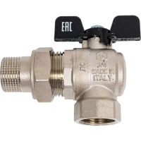 Шаровой угловой полнопроходной кран с американкой STOUT 3/4" ВР/НР ручка бабочка SVB-0008-000020 RG00938T5RMFA6