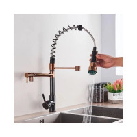 Смеситель для кухни MATRIX SMF-323147/BRG пружинный, черный + розовое золото 1020