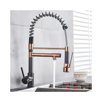 Смеситель для кухни MATRIX SMF-323147/BRG пружинный, черный + розовое золото 1020