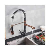 Смеситель для кухни MATRIX SMF-323147/BRG пружинный, черный + розовое золото 1020