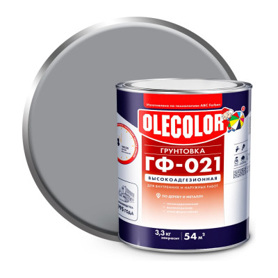 Грунтовка OLECOLOR ГФ-021 серый, 3.3 кг 4300003713