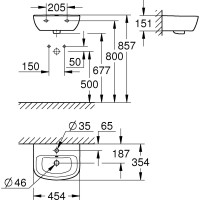Мини-раковина GROHE Bau Ceramic ширина 45 см 39424000