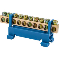 Шина N нулевая ЮПИТЕР с изолятором на DIN-рейку 6x9мм 10 групп малая стойка JP7208-02