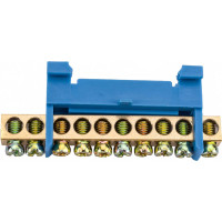 Шина N нулевая ЮПИТЕР с изолятором на DIN-рейку 6x9мм 10 групп малая стойка JP7208-02