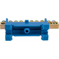 Шина N нулевая ЮПИТЕР с изолятором на DIN-рейку 6x9мм 10 групп малая стойка JP7208-02