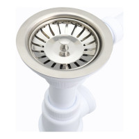 Сифон  Wirquin "Элит" 3 1/2х40 мм с нержавеющей чашкой D114 мм, с отводом, с круглым и прямоугольным переливом L300 мм 30987089