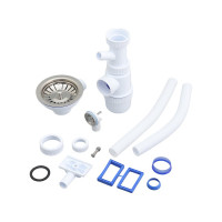 Сифон  Wirquin "Элит" 3 1/2х40 мм с нержавеющей чашкой D114 мм, с отводом, с круглым и прямоугольным переливом L300 мм 30987089