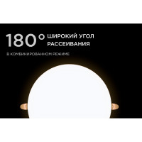 Светодиодная встраиваемая безрамочная панель Apeyron flp, 32вт=24вт+8вт, 2720лм, 4000к, ip20, ф225x21мм, круг, 3 режима, регулировка ф55-205мм/ 06-110