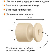 Изолятор TDM ELECTRIC пластиковый, слоновая кость, 100 штук SQ2804-0103