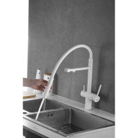 Смеситель для кухни ROSE с подключением к фильтру питьевой воды, белый R958C