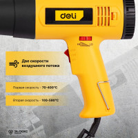 Термопистолет/технический фен DELI DL5318 (1600Вт, рабочая температура 100...590 град.) 103019