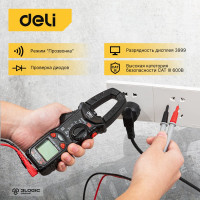 Токоизмерительные цифровые клещи DELI DL334203, раскрытие клещей 30 мм, CAT III 600В, 600А, 40 мОм 102980