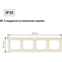 Четырехпостовая горизонтальная рамка, слоновая кость TDM ELECTRIC Таймыр SQ1814-0130
