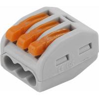 Строительно-монтажная клемма (СМК) ЭРА NO-222-23 модель 413, с рычагом, 3 отверстия, 0.08-2.5мм2, 2 штуки Б0033397